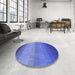 Round Patterned Sky Blue Rug in a Office, pat149blu