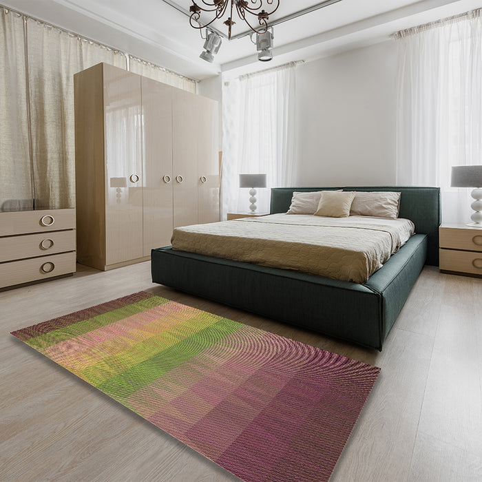 Patterned Caramel Brown Rug in a Bedroom, pat149brn