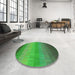 Round Patterned Forest Green Rug in a Office, pat149grn