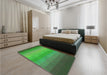 Patterned Forest Green Rug in a Bedroom, pat149grn