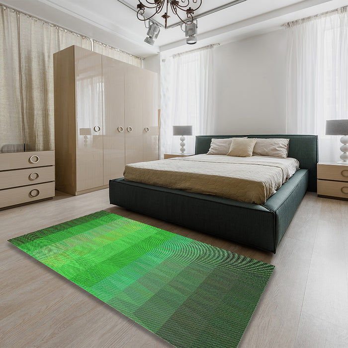 Patterned Forest Green Rug in a Bedroom, pat149grn