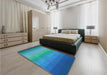 Patterned Dark Turquoise Green Rug in a Bedroom, pat149lblu