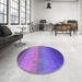 Round Patterned Purple Rug in a Office, pat149pur