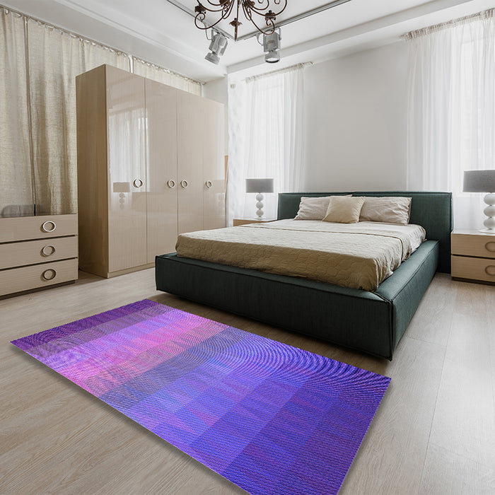 Patterned Purple Rug in a Bedroom, pat149pur