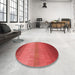 Round Patterned Red Rug in a Office, pat149rd