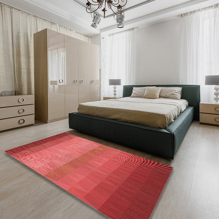 Patterned Red Rug in a Bedroom, pat149rd
