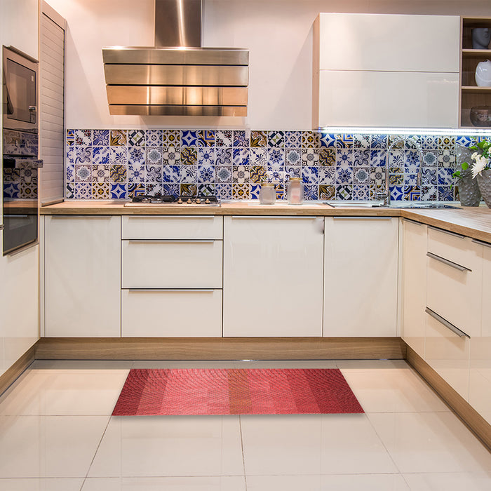 Patterned Red Rug in a Kitchen, pat149rd