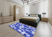 Patterned Jeans Blue Rug in a Bedroom, pat1490blu