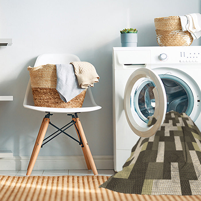 Machine Washable Transitional Coffee Brown Rug in a Washing Machine, wshpat1490brn
