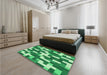 Patterned Jade Green Rug in a Bedroom, pat1490grn