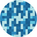 Square Patterned Blue Rug, pat1490lblu