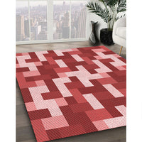 Patterned Light Coral Pink Rug, pat1490rd