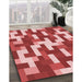Patterned Light Coral Pink Rug in Family Room, pat1490rd