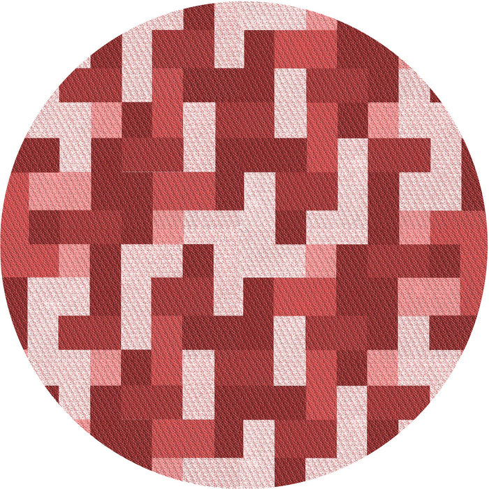 Square Patterned Light Coral Pink Rug, pat1490rd