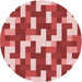 Square Patterned Light Coral Pink Rug, pat1490rd