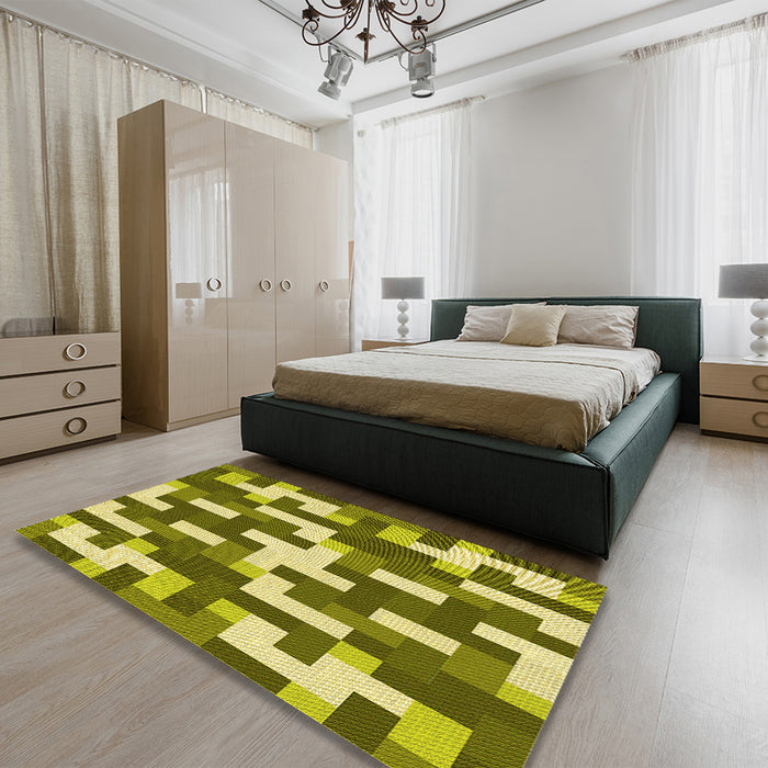 Patterned Oak Brown Rug in a Bedroom, pat1490yw