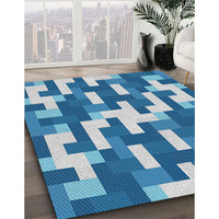 Patterned Sky Blue Novelty Rug, pat1490