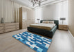 Machine Washable Transitional Sky Blue Rug in a Bedroom, wshpat1490