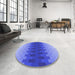 Round Patterned Sky Blue Rug in a Office, pat1491blu