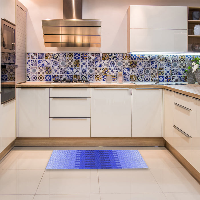 Patterned Sky Blue Rug in a Kitchen, pat1491blu