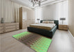 Patterned Green Rug in a Bedroom, pat1491grn