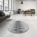 Round Patterned Gray Rug in a Office, pat1491gry