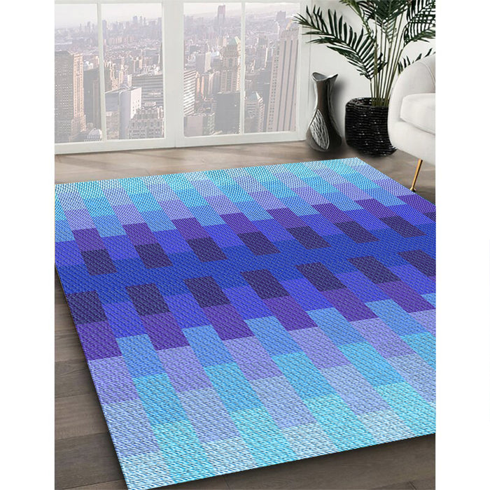 Patterned Blue Orchid Blue Rug in Family Room, pat1491lblu