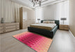 Patterned Crimson Red Rug in a Bedroom, pat1491org