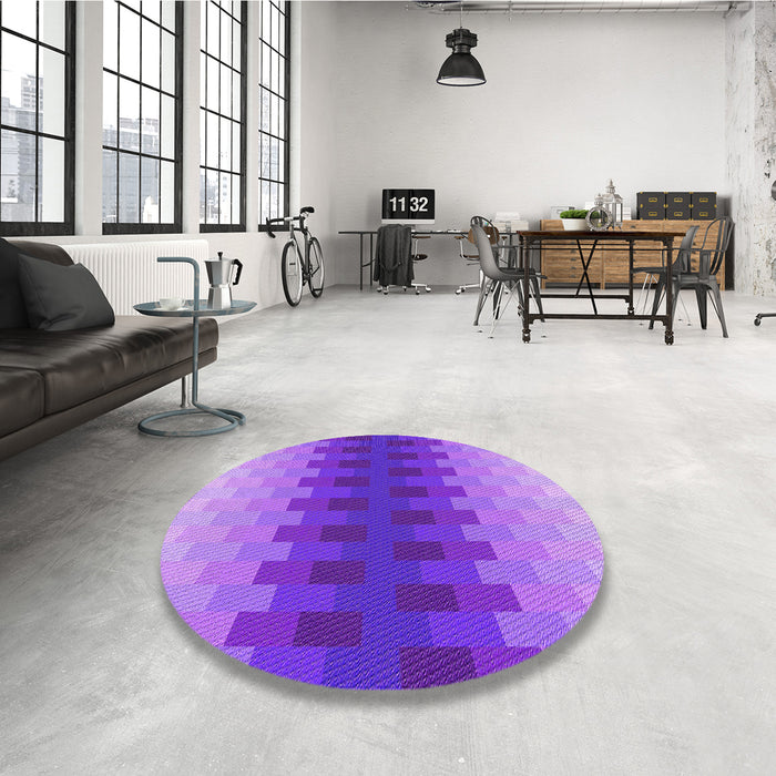 Round Patterned Purple Rug in a Office, pat1491pur