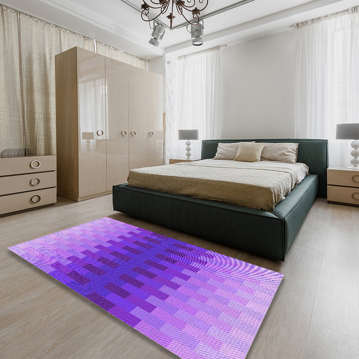 Patterned Purple Rug in a Bedroom, pat1491pur