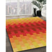 Patterned Neon Red Rug in Family Room, pat1491yw