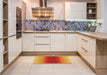 Patterned Neon Red Rug in a Kitchen, pat1491yw