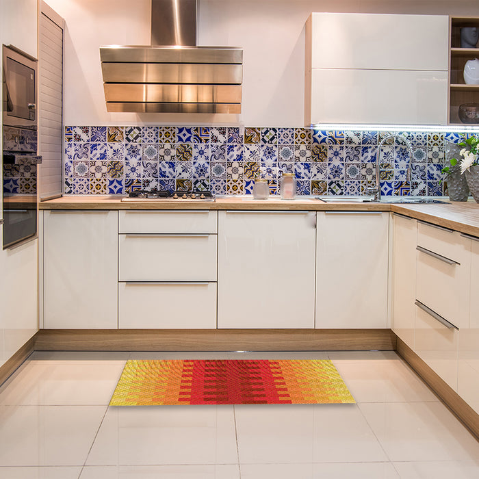 Patterned Neon Red Rug in a Kitchen, pat1491yw