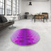 Round Machine Washable Transitional Violet Purple Rug in a Office, wshpat1491