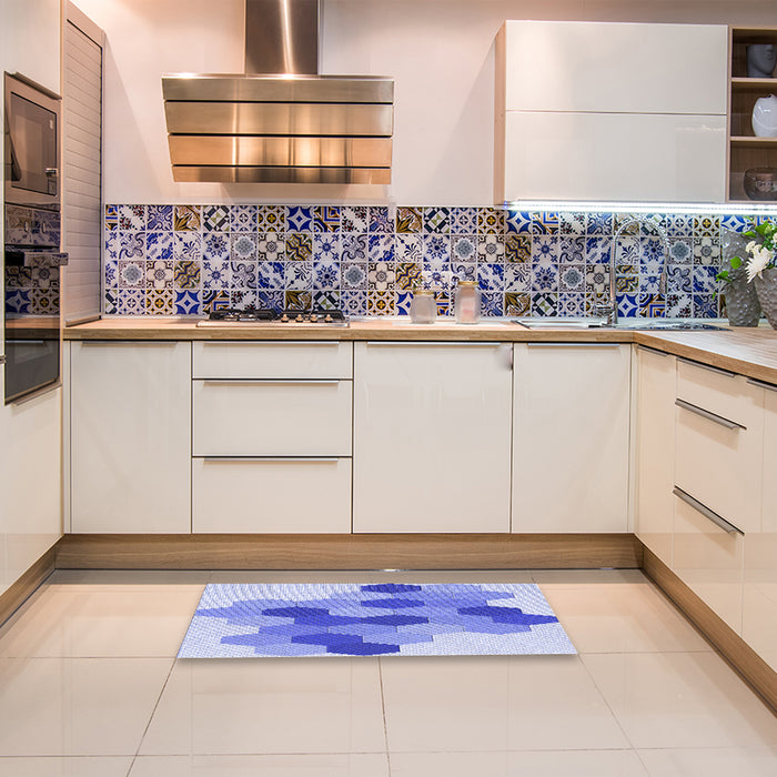 Patterned Periwinkle Purple Rug in a Kitchen, pat1492blu