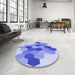 Round Patterned Periwinkle Purple Rug in a Office, pat1492blu