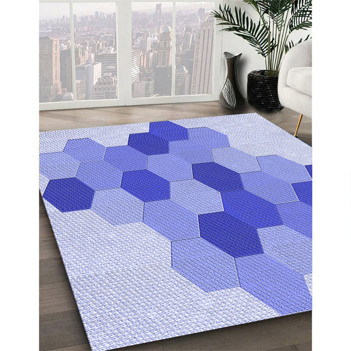 Patterned Periwinkle Purple Rug in Family Room, pat1492blu