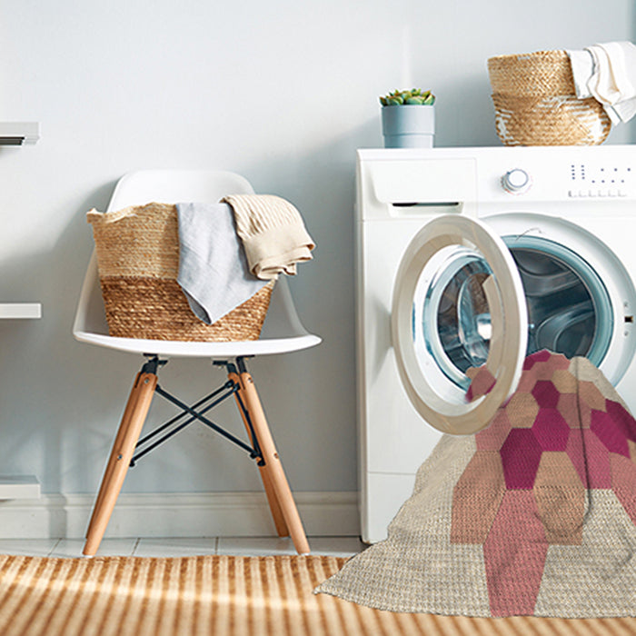 Machine Washable Transitional Red Rug in a Washing Machine, wshpat1492brn