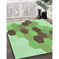 Patterned Olive Green Rug, pat1492grn