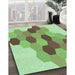 Patterned Olive Green Rug in Family Room, pat1492grn