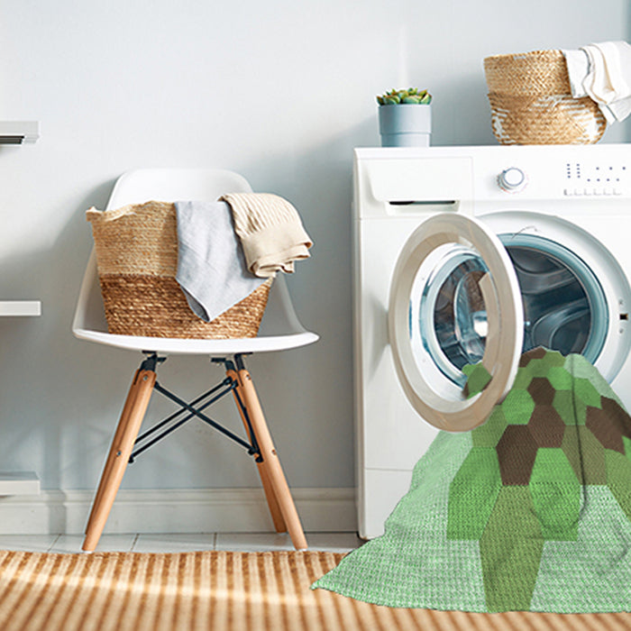 Machine Washable Transitional Olive Green Rug in a Washing Machine, wshpat1492grn