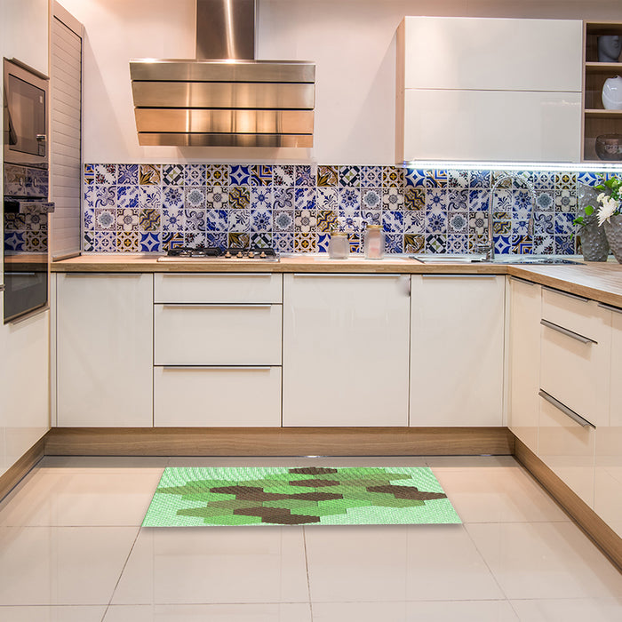 Patterned Olive Green Rug in a Kitchen, pat1492grn