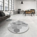 Round Patterned Gunmetal Gray Rug in a Office, pat1492gry