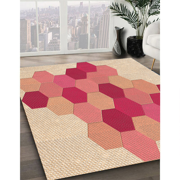 Machine Washable Transitional Pastel Orange Rug in a Family Room, wshpat1492org