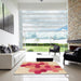 Square Patterned Pastel Orange Rug in a Living Room, pat1492org