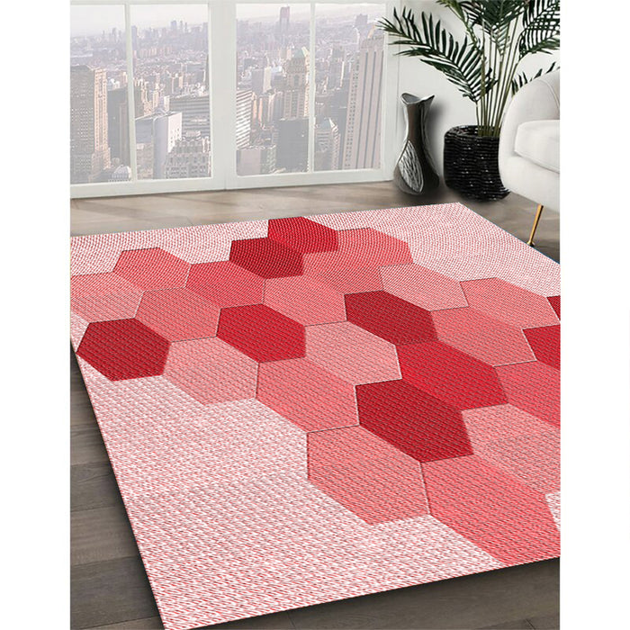 Patterned Pink Rug in Family Room, pat1492rd