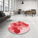 Round Patterned Pink Rug in a Office, pat1492rd