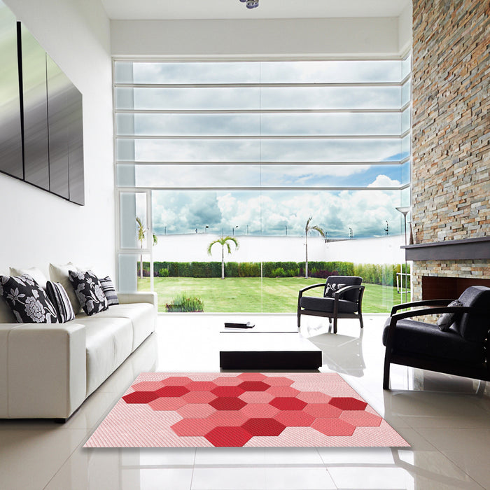 Machine Washable Transitional Pink Rug in a Kitchen, wshpat1492rd