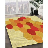 Patterned Orange Red Orange Rug, pat1492yw