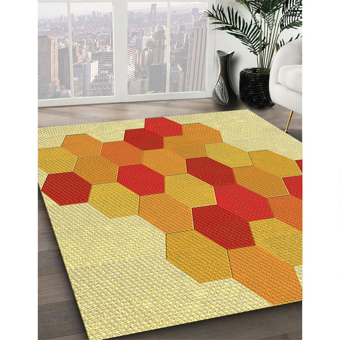 Machine Washable Transitional Orange Red Orange Rug in a Family Room, wshpat1492yw